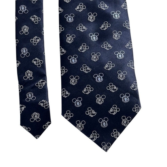 Disney Mickey Mouse Geometric Silk Necktie Black Classic - Picture 1 of 9